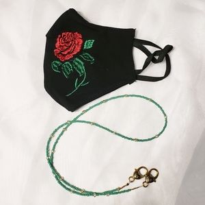 Embroidered facemask and chain